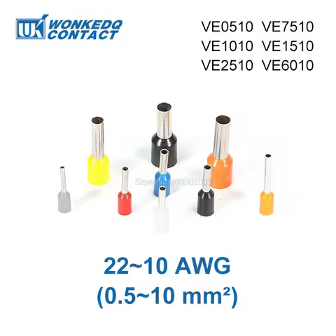 Wire Connector 1000Pcs Ferrule 22-10AWG 0.5-6mm2 Insulated Cord End Terminal Electric Crimp E0510 E7