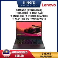 Lenovo IdeaPad Gaming 3 82K200JJMJ Laptop | AMD Ryzen 5 5600H | 16GB 512GB | 15.6" FHD 165Hz | RTX30