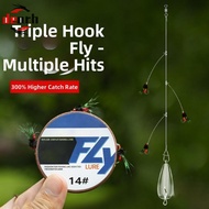 Fishing Rig with 3 Hooks T Knot Construction and Gourd Pin for Field Adjustments