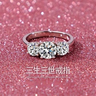 Yes✨Real moissanite ring S925 silver ring 2 carat engagement four-claw diamond ring romantic gift fo