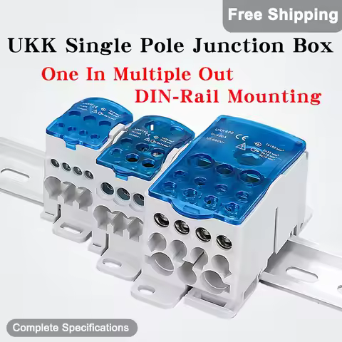 1/5PCS UKK Single Pole Junction Box 80A/125A/160A/250A/400A DIN-Rail Mounting One In Multiple Out Po