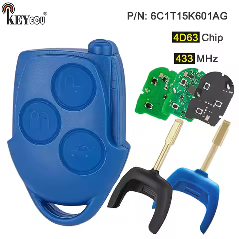 KEYECU 433MHz 4D63 Chip P/N: 6C1T15K601AG 3 Button Remote Key Fob for Ford Transit WM VM 2006-2014 B