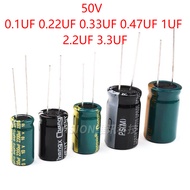 [10pcs] 50v Electrolytic Capacitor Straight Plug 0.1 UF 0.22 UF 0.33 UF 0.47 UF 1UF 2.2 UF 3.3 UF