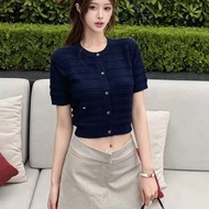 H3JP D * r Summer New Style Breathable Gentle Age-Reducing Tencel Thin Style Knitted Short-Sleeved T