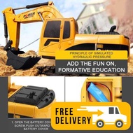 1/24 RC Excavator RC Construction Tractor Kids Toy with Lights & Sounds (Yellow)