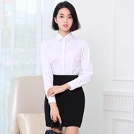 [HZA] Professional Business Women's Long Sleeve Crisp White Shirt Minimalist Classic Comfortable Ele
