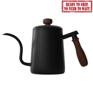 600ML Stainless Steel Handle Drip Coffee Pot with Lid Dripping Goose Neck Spout Long Mouth Coffee Pot Teapot