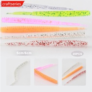 CRAFTSERIES 20PCS 5/6CM Thread Tail Small Soft Lure for Root Fishing Cuttable Soft Worm Lure Bait fo