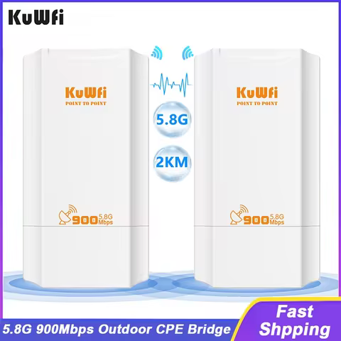 KuWFi 5.8G Outdoor CPE Bridge 900Mbps Wireless Bridge Wi-Fi Signal Amplifier PTP Long Range Extender