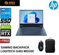 HP VICTUS 16-D1171TX GAMING LAPTOP (I5-12500H,8GB,512GB SSD,16.1" FHD 144Hz,RTX3060 6GB,WIN11) FREE BACKPACK + LOGITECH G402 GAMING MOUSE