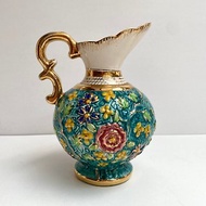 來自比利時 1950 年代的驚人復古花瓶 | 24K 金彩陶花瓶或帶把手