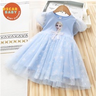 Oscarbaby Summer Girl Elsa dress Short sleeve Frozen Princess dress Christmas dress for Kids Girl