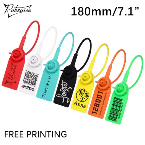 Pobsuier 100Pcs Custom Plastic Labels Clothing Brand Tag Disposable Personalized Security Hang Tags 