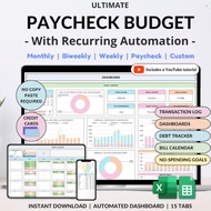 Paycheck Budget Spreadsheet Weekly Budget Monthly Biweekly Bill Tracker Debt Tracker Financial Plann