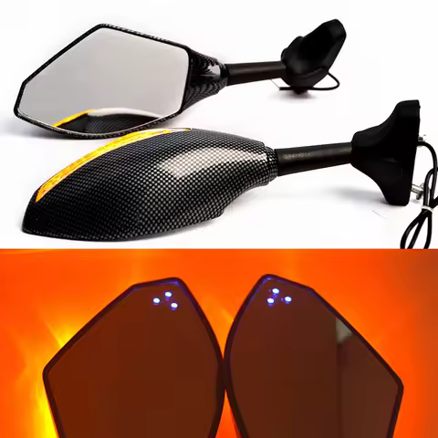 3 Blue Point LED Motorcycle Side Mirror Dual LED Turn Signals For Honda VFR 800 Interceptor ABS CBR6