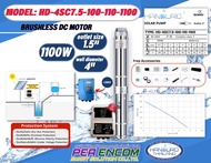 HANDURO ปั๊มบาดาลโซล่าเซลล์ 1100W 2นิ้ว น้ำ 7.5Q รุ่น HD-4SC7.5-100-110-1100 Max Head 100 เมตร ปั๊มบ