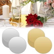 10Pcs Round Mirror Plate 7.87 Inch Acrylic Circle Mirror Tray Circle Mirror Candle Plate  SHOPSKC988