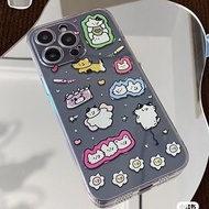 Cat and Flower Pattern Transparent Soft Phone Case for iPhone 14 / 13promax 12 / 11pro xr / xs / 8p 