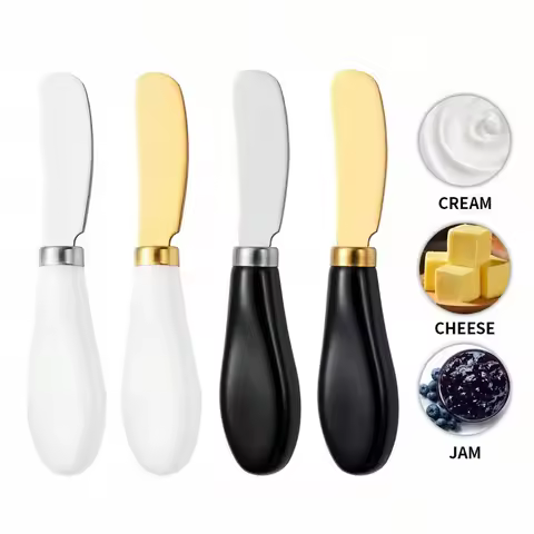 Stainless Steel Cheese Knife Ceramic Handle Butter Knife for Butter Bread Jam Cream Spatula Baking C