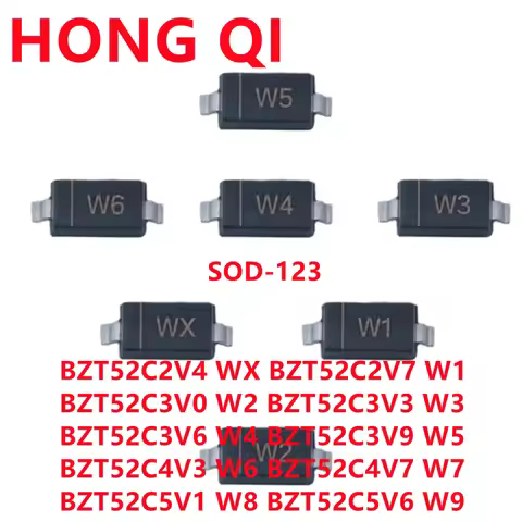 100Pcs SMD Zener Diode SOD-123 1206 BZT52C2V4 WX BZT52C2V7 W1 BZT52C3V0 W2 BZT52C3V3 W3 BZT52C3V6 W4