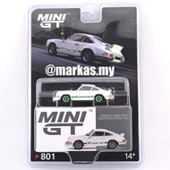 (STANDARD/BLISTER/CHASE) MINI GT 1/64 #801 PORSCHE 911 CARRERA RS 2.7 GRAND PRIX WHITE WITH GREEN LI