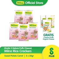 5 Milna Rice Crackers Sweet Potato Carrot 5x4g Free Nature Puff Cheese