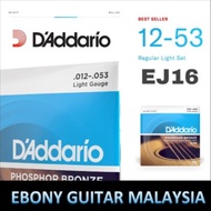 D'Addario EJ16 Phosphor Bronze Acoustic Guitar Strings, Light, 12-53 (DAddario)
