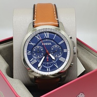 Fossil FS5210 Grant Brown Leather Blue Analog Chronograph Men's Casual Watch