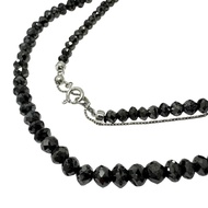 Pre-owned 50.00ct black diamond necklace in 18K white gold, 10.9g, 44cm. Women's.