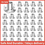 100pcs 1/4-20 Nuts, 4 Prong T-Nuts Threaded Nuts 1/4-20 Inch for Woodworking, Furniture, Rock Climbi