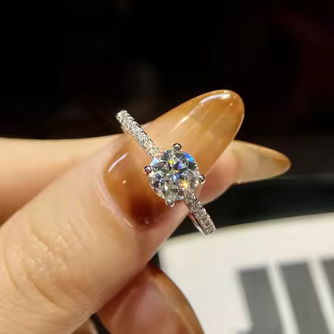 DWJ Luxury 1-5ct Moissanite Diamond Rings for Women Big Solitaire Wedding Real 925 Sterling Silver L