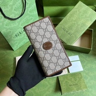 New GG Supreme Series Men's Suit Clip Wallet Long Wallet Brown/pvc Model:672947 WKMH