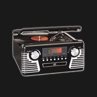 39346306614 理丹 L501 留聲機仿古黑膠唱片機老式復古收音機 CD 機電唱機