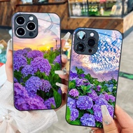 Brilliantly blooming hydrangea glass case for iPhone 17 16 15 14 13 12 11 8 7 6 6s 6p 7p 8p 6g 7g 8g