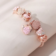 T-B European and American Fashion Swan Bracelet Dropped Oil Rose Heart Bracelet Women Fashion Friendship Bracelet 916 Gold Chain "I love you" Bracelet