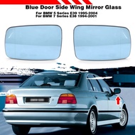Left/Right Blue Car Door Mirror Wing Rearview Glass Lens Heated For BMW 5 Series E39 Sedan Wagon 200