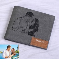 Personalized Photo/Text Wallet for Men Customize Short Wallets Women Birthday Anniversary Gift for H