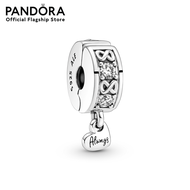 Pandora Infinity sterling silver clip with clear cubic zirconia and silicone grip