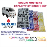 Suzuki Multicab Sticker Decals Set Capacity, Not for Hire, Private, 4X4 Off Road