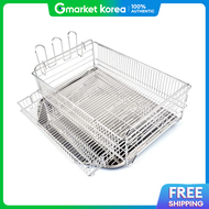 All Stainless Steel 1-Tier Dish Drying Rack 304 with Drainage Kitchen Shelf Sink Plate Organizer