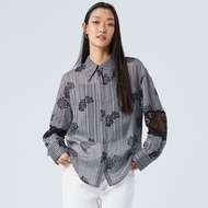 f.fashion เสื้อเชิ้ตลายฮาวด์สทูธ ผู้หญิง | Rose Houndstooth Shirt | 06255