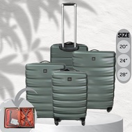 กระเป๋าเดินทาง กระเป๋าเดินทางล้อลาก ABS PC วัสดุพรีเมี่ยม น้ำหนักเบา ดีไซน์หรูหราทันสมัย ขนาด20-24-28นิ้ว #SKY (Dark green)