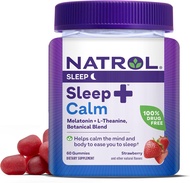 Natrol Sleep+ Calm Gummies for Adults Sleep Gummies Strawberry Flavor 60 Gummies 30 Day Supply