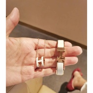 HERMES Classic H Enamel Necklace HERMES pop Rose Gold Gold Silver Clavicle Chain Bracelet