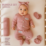 Newborn Bundle Set, Economical Set, Long Swaddle, Headband, Sartaki, Newborn Baby Girl, Plain