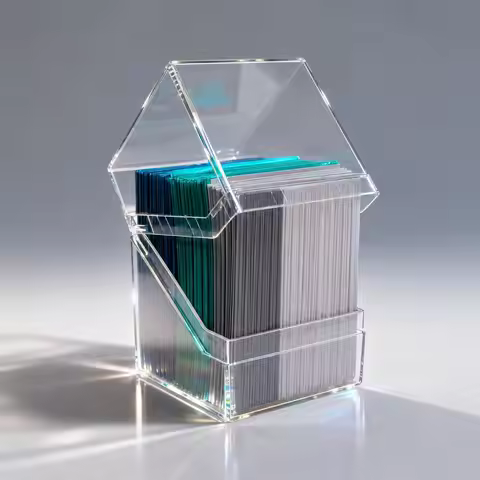 Acrylic Card Storage Box 100PCS Capacity Transparent TCG Deck Box Stackable Secure Storage Card Disp