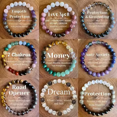 Attract Wealth Good Luck Fashion 8mm Natural Stone Beaded Bracelet for Women Bracelet Jewelry Colorf