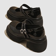 Mary Jane Leather Shoes for Women - Elevated Sole