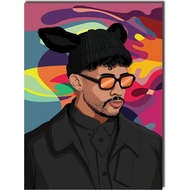 Home Decor Wall Bad Bunny Art Poster Print Full Color Matte (22"x16") (Bad Bunny 2.0)