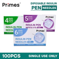 Primes Disposable Insulin Pen Needles for Pain Free Insulin Injections 100pcs / Box